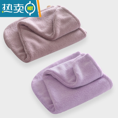 敬平两条 干发帽女吸水速干可爱韩国浴帽包头巾加厚擦头发沐浴帽 紫鹃色+浅紫色