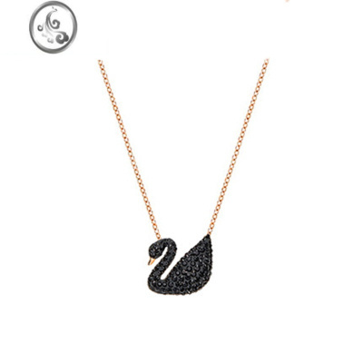 JiMi黑天鹅项链女轻奢小众2023年新款玫瑰金锁骨链情人节生日礼物
