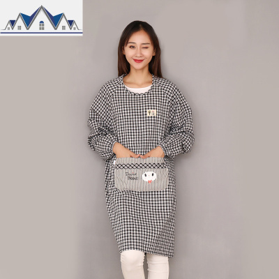 棉长袖围裙罩衣大人时尚女家用厨房做饭大人男套褂反穿衣工作服 三维工匠