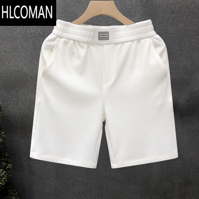 HLCOMAN高级感白色短裤男潮牌2024夏季新款休闲大裤衩薄款外穿宽松五分裤
