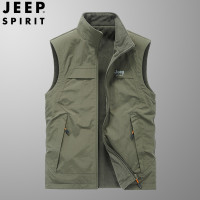 JEEP吉普2024男秋冬双面穿立领马甲背心宽松无袖坎肩二面马夹