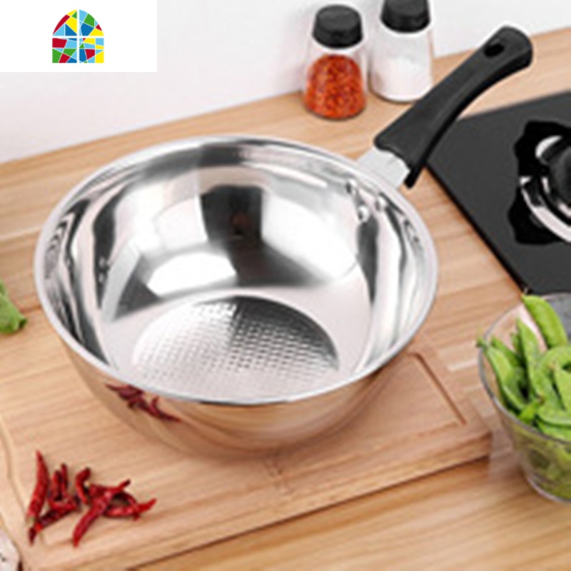 加厚400不锈钢炒锅无涂层锅无油烟炒菜锅燃气电磁炉通用不生锈锅 FENGHOU 36CM炒锅(单锅)鱼鳞底