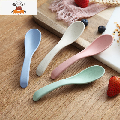 小麦秸秆碗碟套装家用小碗食品级筷勺碗盘子饭碗大碗筷子日式餐具 敬平 勺子四支装