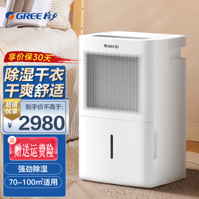 格力(GREE) 除湿机/抽湿机 除湿量40升/天 家用地下室 轻音干衣 复式别墅商用工业吸湿器 DH40EMA1A