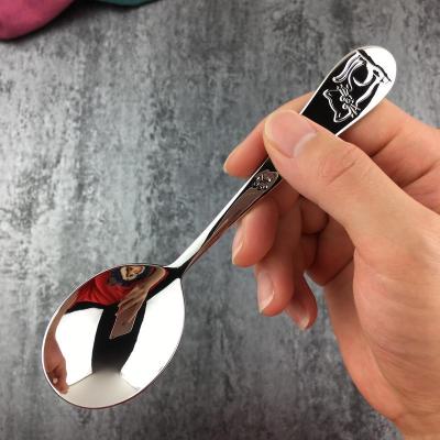 304不锈钢幼儿园家用可爱小孩深汤勺儿童宝宝喝粥吃饭圆头小勺子 敬平 [0050]15.3*5.2*4*38g1支