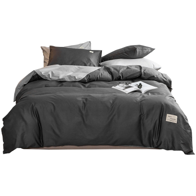 美帮汇被套四件套全棉全棉 简约大气灰色床单北欧风男生潮流床套 三件套