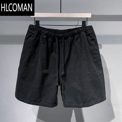 HLCOMAN工装短裤男夏季新款蜡染日系复古潮流宽松透气青年百搭五分休闲裤