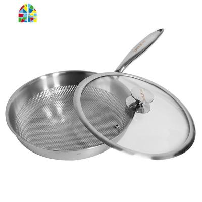 316不锈钢煎锅 家用煎蛋平底锅无涂层锅煎饼锅电磁炉燃气 FENGHOU 26无柳钉煎锅(玻璃盖)