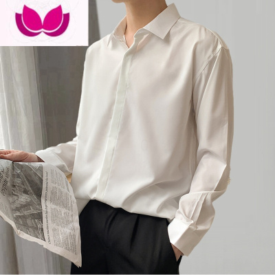 七斓高级感免烫内搭白衬衫男士长袖正装衬衣韩版宽松ins潮流百搭帅气