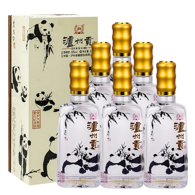 泸州老窖泸州贡保护大熊猫酒纪念版52度浓香白酒500ml*6 整箱装