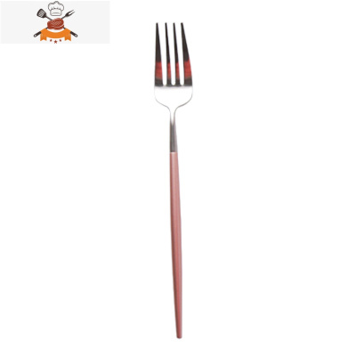 净之居樱花粉色刀叉勺筷不锈钢餐具三件套装筷子勺子叉子便携可爱 敬平 粉银 主餐叉