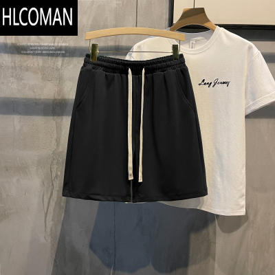 HLCOMAN 透气运动风韩版休闲直筒短裤士简约纯色通勤中裤