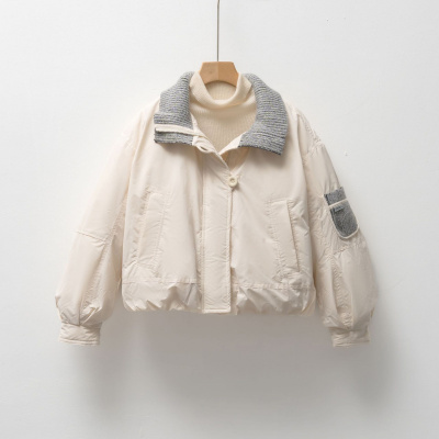 90鸭绒羽绒服女新国标休闲夹克型秋冬简约纯色宽松外套