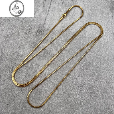 JiMi超长款方蛇链钛钢项链个性潮流女时尚嘻哈配链金色钢色加长款