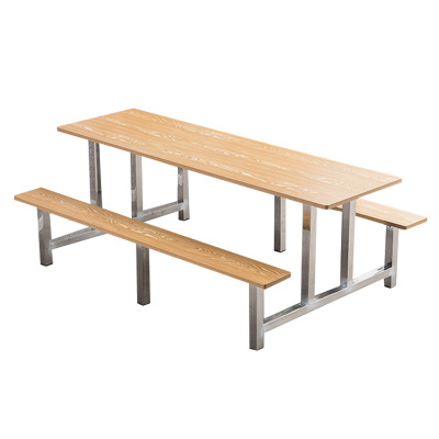 正斌学校食堂不锈钢餐桌椅4人6人16人位工厂员工饭堂连体快餐桌椅组合8人位防火板