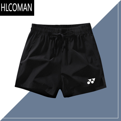 HLCOMANyy羽毛球运动短裤透气冰丝速乾裤体育生拉链口袋跑步裤男女三分裤