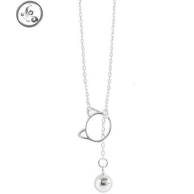 猫咪铃铛项链 女纯银韩版简约个性锁骨链文艺小清新圣诞 JiMi