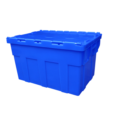 易企采 长600*宽400*高345MM周转箱 加厚塑料斜插式带盖物流箱配送箱储物工具整理收纳箱