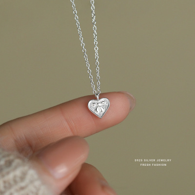 韩版甜美爱心项链女s925纯银简约小众设计百搭时尚小清新锁骨链送女朋友老婆情人节七夕生日礼物