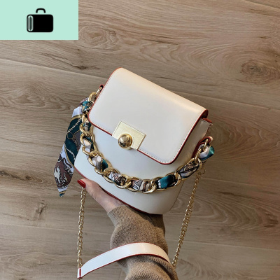 时尚洋气丝巾链条手提包水桶包女2020新款网红质感百搭单肩斜挎包NEW LAKE