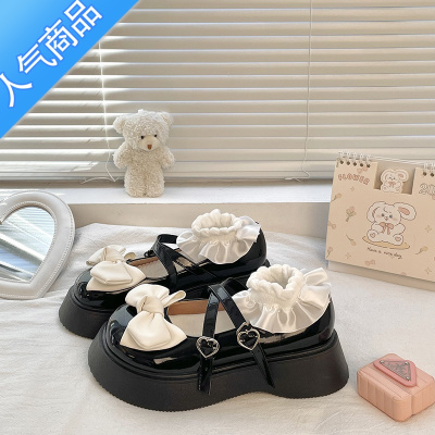 SUNTEK日系甜美蝴蝶结玛丽珍乐福鞋女2023新款夏季洛丽塔配裙子jk单鞋潮