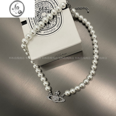 JiMiTiTi高质量 闪钻土星珍珠项链女欧阳娜娜同款choker小众锁骨链