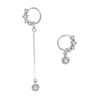 925纯银简约圆圈碎石花闪亮ins风小众水滴耳钉长款耳环女款送女朋友老婆情人节七夕生日礼物