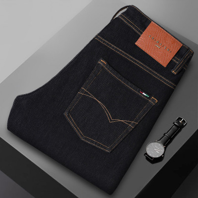 JEEP SPIRIT四面弹宽松牛仔裤男裤高弹力纯原色直筒牛仔裤高档男裤