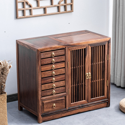 MULTIPOTENT实木茶车功夫茶具茶盘茶桌家用小茶台茶柜胡桃木普洱柜2