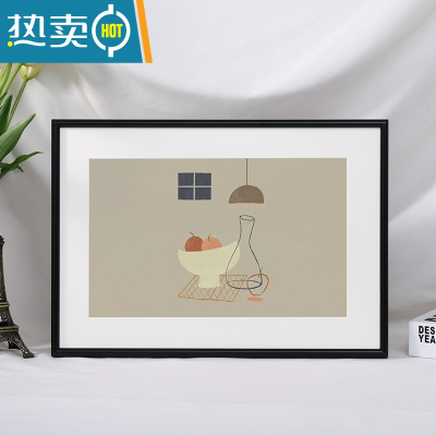 敬平简约细窄边铝合金画框装裱相框挂墙a4开8kA3卡纸海报拼图框架定制 006圆面黑色 拼图1000片[内框50.5*7