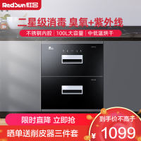 红日(RedSun)消毒柜二星级消毒家用消毒机嵌入式消毒柜上下双层独立消毒100L容量RTD100-DF1