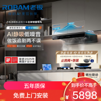 老板(Robam)双子星E2油烟机机皇27风量大吸力1320Pa静压 烟灶联动一级能效 定时防干烧套装E2+51B0AS