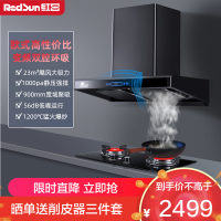 红日(RedSun)烟灶套餐家用欧式环吸23立方瞬吸1000pa强排烟机智能体感变频双腔油烟机套装22H+TES218B