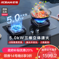 老板(Robam)5.0kW燃气灶自营双眼灶煤气灶单灶具嵌入式灶煤气炉钢化玻璃灶台炉具炉灶带熄火保护57B5X液化气