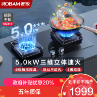 老板(Robam)5.0kW燃气灶自营双眼灶煤气灶单灶具嵌入式灶煤气炉钢化玻璃灶台炉具炉灶带熄火保护57B5X液化气