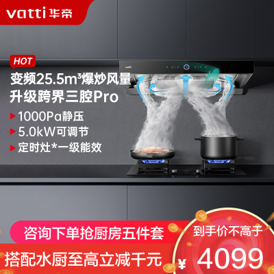 华帝(vatti)变频三腔·惊世S12+79B烟灶套餐25.5m³大吸力欧式抽油烟机5.2kW可调节燃气灶具(天然气))