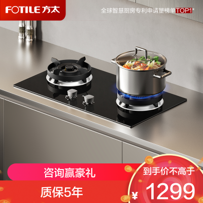 方太燃气灶TX22嵌入式家用厨房双眼灶 小尺寸面板 可调节开孔自动熄火保护燃气灶 天然气/液化气可选 5.2火力液化气
