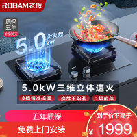 老板(Robam)5.0kW燃气灶自营双眼灶煤气灶单灶具嵌入式灶煤气炉钢化玻璃灶台炉具炉灶带熄火保护57B5X液化气