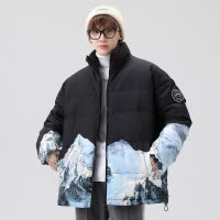 羽绒服男秋冬情侣款抗寒加厚保暖立领男士百搭潮牌面包服外套男装