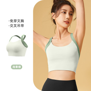 一体式美背运动内衣高强度防震固定胸垫收腰显胸女健身背心