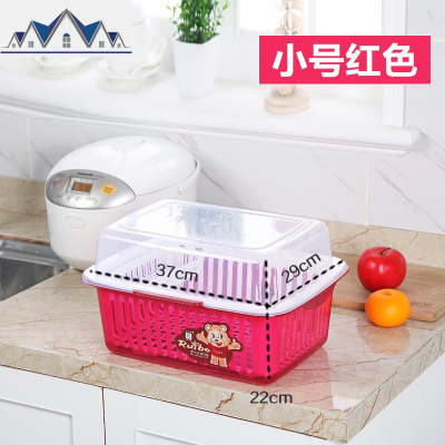 厨房碗筷收纳盒带盖沥水碗碟架特大号装放盘子餐具置物箱碗柜塑料 三维工匠收纳层架