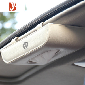 三维工匠大众车载纸巾盒途锐辉昂途岳探歌帕萨特迈腾车用抽纸盒汽车内用品 挂式米色