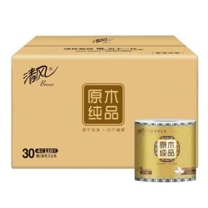 清风敦煌文创 原木纯品系列4层加厚纸巾 110g 30卷/箱无香无印花国产家庭