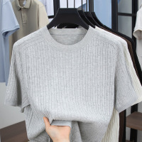 春夏新款男士短袖T恤简约圆领青年休闲舒适纯色透气薄款男装