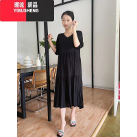 YIBUSHENG法式高级感女外穿碎花人造棉宽松轻薄绵绸连衣裙大码口袋中长款