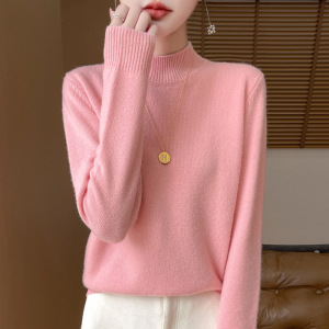 24秋冬新套头毛衣女安迪绒半高领针织打底衫女修身韩版厂