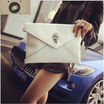 牛皮手拿包女欧美牛皮手包2020新款时尚女包骷髅信封包潮斜挎单肩艾狄伊娃女手包