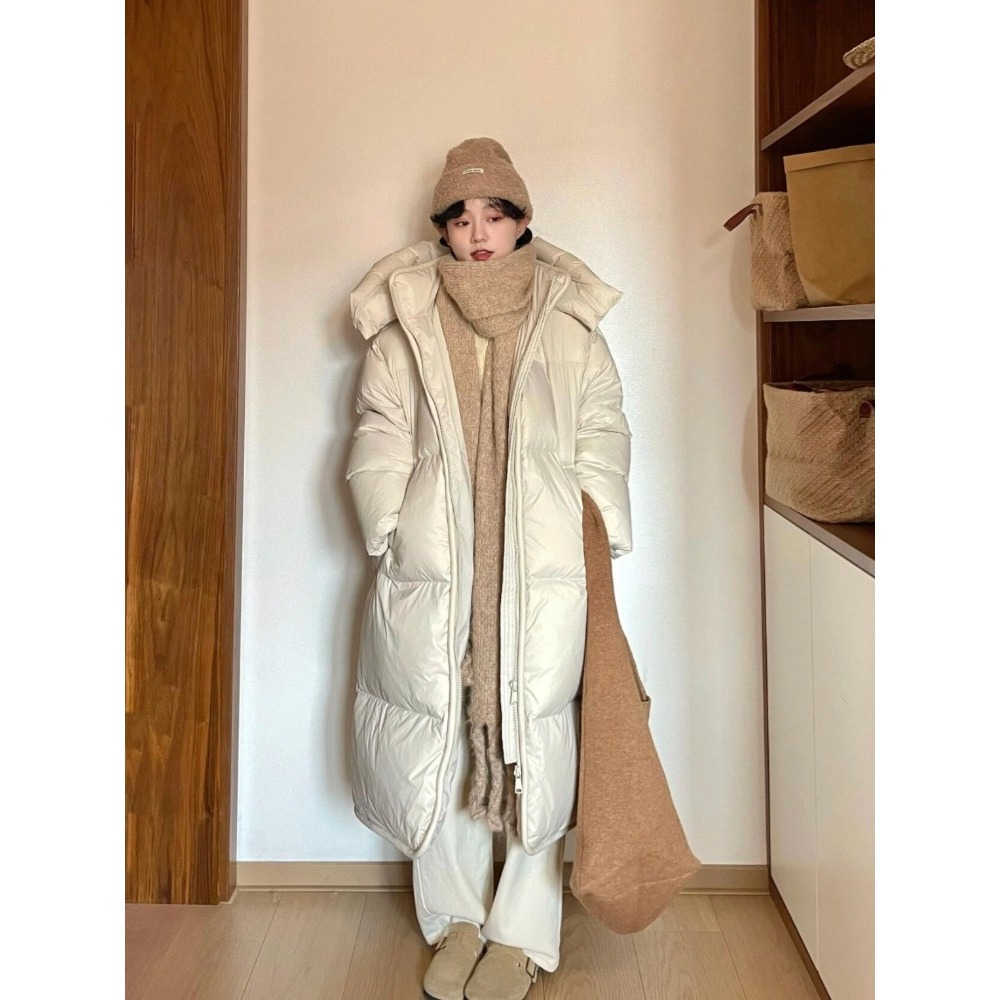 2025年新款宽松加厚棉服长款过膝连帽棉服外套时尚网红ins韩版