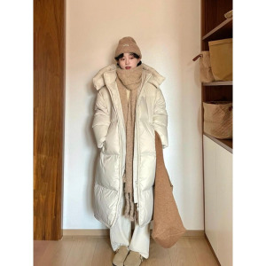 2025年新款宽松加厚棉服长款过膝连帽棉服外套时尚网红ins韩版