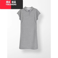 YIBUSHENG2024季t恤连衣裙女气质娃娃领显瘦POLO裙显瘦遮肉翻领轻熟长款T